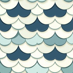 A detailed seam pattern of blue and white scales evoking a sense of oceanic serenity and style