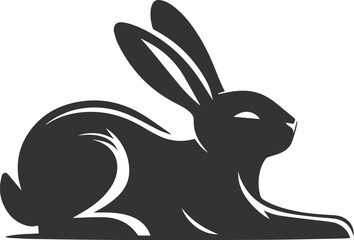 Rabbit stretched out after waking up animal silhouette vector