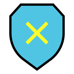 Obraz premium Security shield displaying x symbol for protection, safety, or blocked content