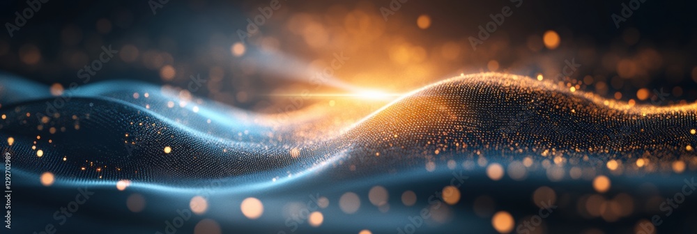 Poster Abstract visualization representing agreement and business trust through flowing patterns and illuminated elements in a dark backdrop. Generative AI