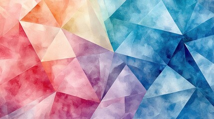 Colorful Abstract Geometric Shapes in Watercolor Style Background