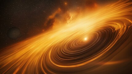 A cosmic energy storm bends planetary orbits forming surreal waves of gravitational light
