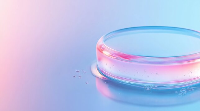 Translucent Pink And Blue Liquid Ring On Pastel Backgrounds and Textures Design With Bubbles And Lig