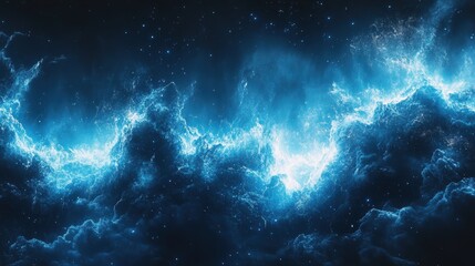 Stunning blue nebula, stars and cosmic dust. Perfect for science fiction, fantasy, or space-themed projects.