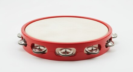Crimson tambourine musical instrument adding rhythm and delight