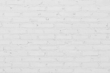 Fototapeta premium White brick wall background photo. Vintage white wash painted brick wall texture for stone tile block painted in grey light color wallpaper modern interior and exterior and backdrop design textured.