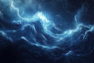 Obraz premium Abstract blue waves, glowing energy. Perfect for fantasy, sci-fi, or ocean themes.