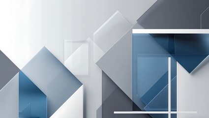 A modern geometric background with transparent overlapping squares in gray, blue, and white, conveying structure and professionalism for corporate use.