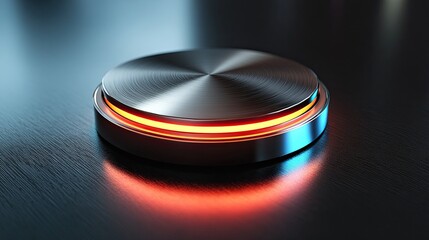 Start button shot reflections metallic finish with excitement vibe &acirc;&euro;&ldquo; A sleek metallic start button with reflections, conveying excitement and energy, perfect for tech, gaming,
