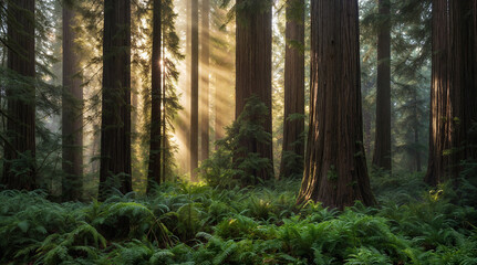 Obraz premium morning in the redwoods