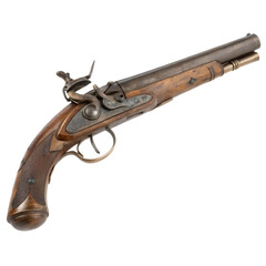 Old pirate flintlock pistol, pirate gun weapon Isolated Trasnparent Background, Png Isolated, Trasnparent Background