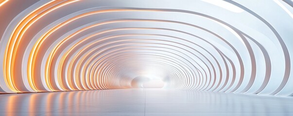 Obraz premium Fluid wavelike structure futuristic airport terminal modern architecture environment dynamic space innovative design concept