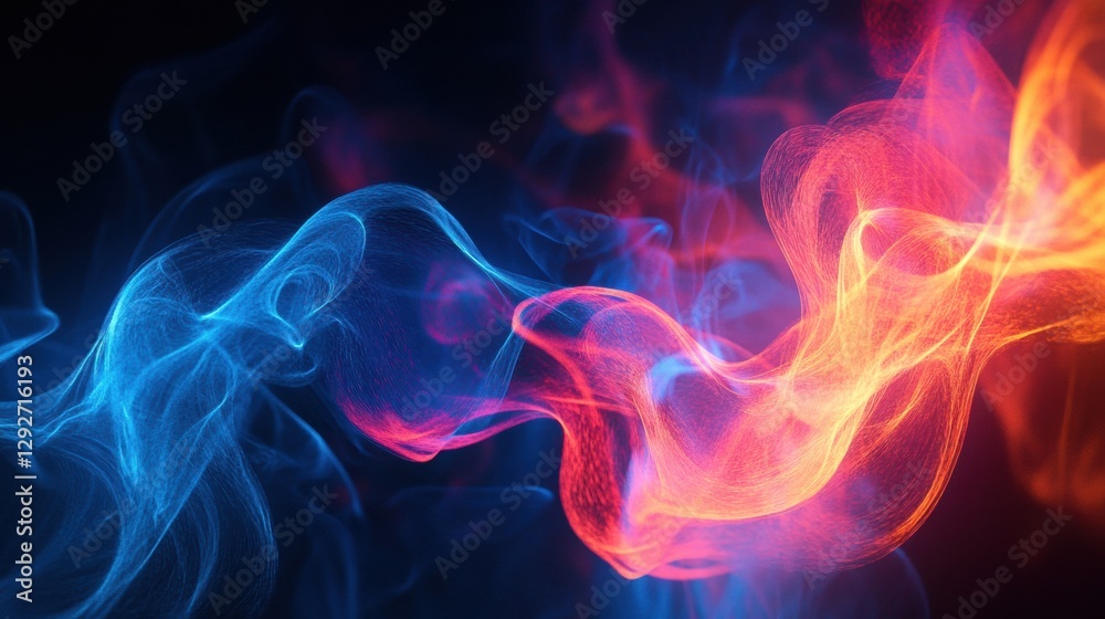 Aufkleber Glowing abstract gas swirls flow through the dark in an energetic display of color and motion. Generative AI