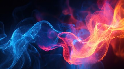 Fototapeta premium Glowing abstract gas swirls flow through the dark in an energetic display of color and motion. Generative AI