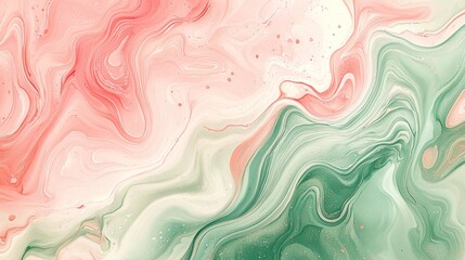 Fototapeta premium Abstract Swirls of Pink and Green Fluid Art Background Design