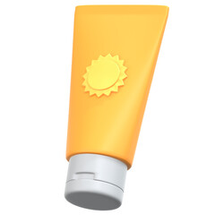 Yellow Sunscreen 3D Icon Illustration. Low Poly Style