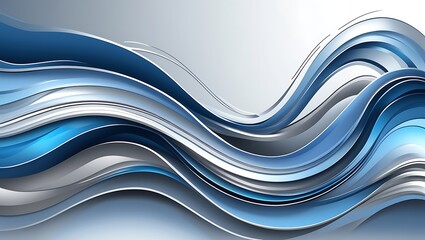 An abstract background with flowing blue, silver, and white curves, symbolizing growth and fluid communication, ideal for finance and business presentations.