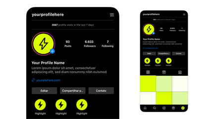 Mock up of sample social media profile feed grid on mobile phone	