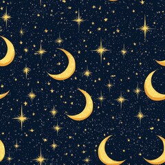 Naklejka premium A stunning night sky filled with stars and crescents illuminating the darkness with twinkling lights