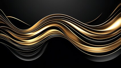 A luxurious background with flowing golden waves on a deep black base, exuding sophistication and power, perfect for high-end branding and executive presentations.