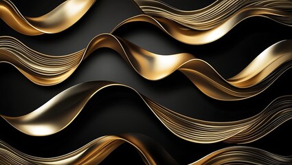 A luxurious background with flowing golden waves on a deep black base, exuding sophistication and power, perfect for high-end branding and executive presentations.