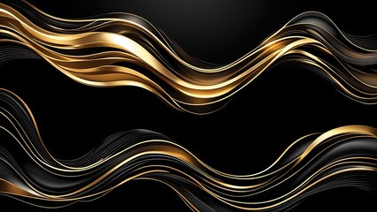 A luxurious background with flowing golden waves on a deep black base, exuding sophistication and power, perfect for high-end branding and executive presentations.