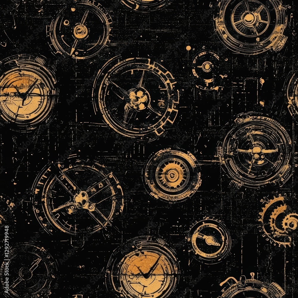 Poster stylish clock integrated with gears representing the perfect fusion of function and design