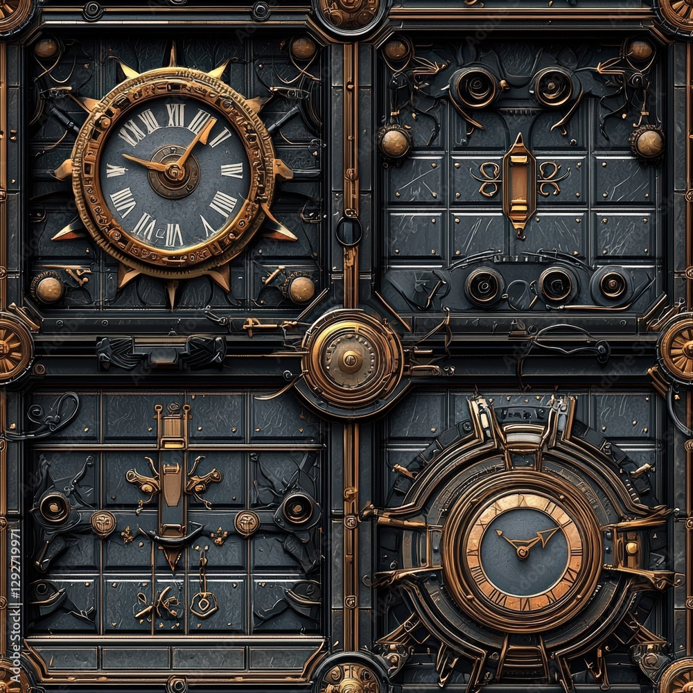 Poster classic clock face captured in detail highlighting its mechanism and timekeeping functionality