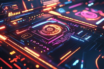 Fototapeta premium Abstract glowing elements adorn high-tech digital interface, modern look.