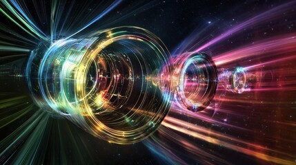 A futuristic observatory orbits Earth capturing deep-space anomalies through quantum lenses