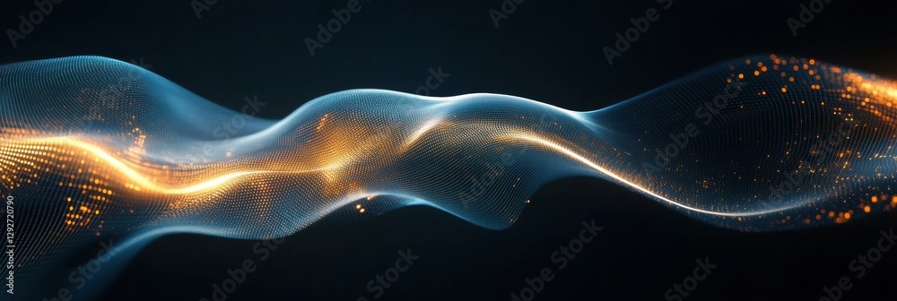 Poster Abstract representation of business trust and agreement through flowing lines and luminous elements in a dark setting. Generative AI