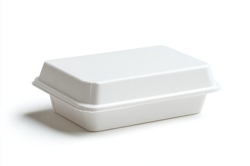 Isolated white foam food container on a white backdrop with clipping path