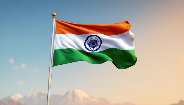 india flag tiranga waving on a blue sky