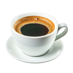 Fototapeta premium Hot steaming cup of freshly brewed coffee with rich aroma and dark color inviting you to enjoy a cozy moment isolated on transparent background..