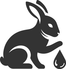 Rabbit touching a raindrop with its paw animal silhouette vector