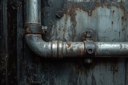 Stainless steel drainage or sewer pipe beneath sink