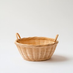 Fototapeta premium Empty light beige wicker basket