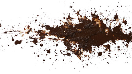 splattered mud drops and smears isolated on white and transparent background, dirty texture. Ai.