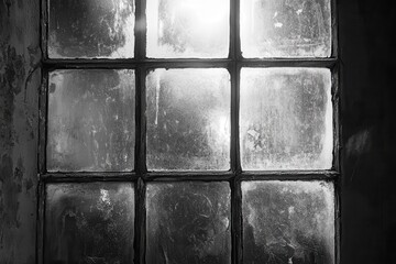Naklejka premium Sunlit textures on aged windows feature water stains scratches dust grime and shadows