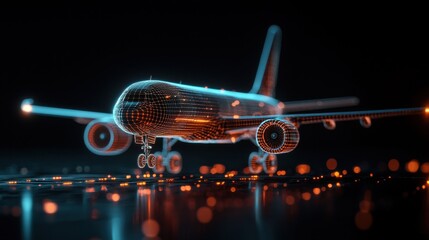 Real-time logistics showcase transparent cargo airplane digital environment innovative concept