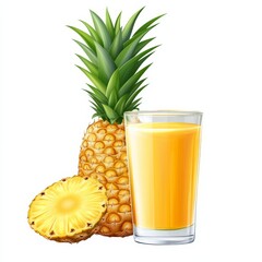 Refreshing Pineapple Juice with Whole and Sliced Fruit: A Tropical Delight for a Healthy and Delicious Treat