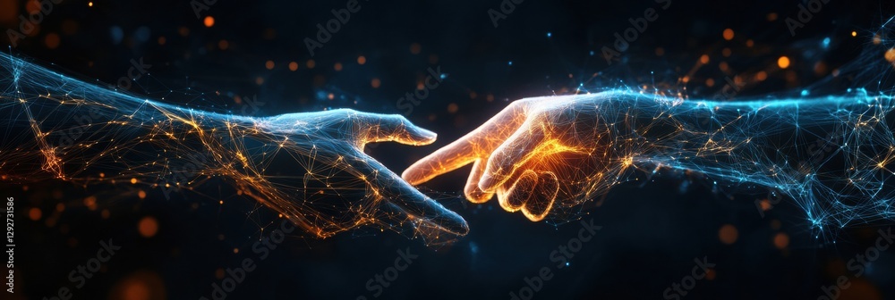 Fototapete Complex interplay of hands in abstract visualization of trust and business agreement. Generative AI