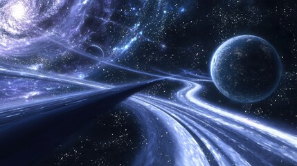 A celestial river of plasma flows between planets linking distant galaxies with glowing bridges