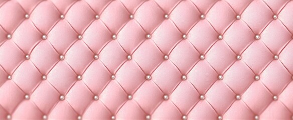 Pink Quilted Texture Background with Pearls Elegant Decorative Design for Parties and Invitations