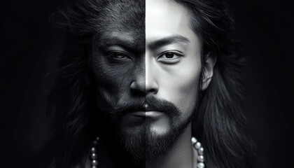 Fototapeta premium A captivating duality symbolizing identity and transformation.