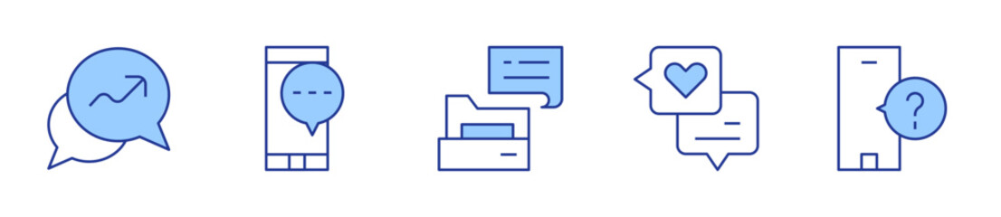 chat, phone, chat history, request. Messaging Icon vector illustration. Line Duotone style. Editable stroke