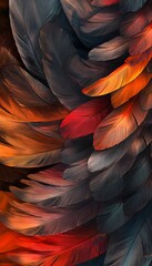 Obraz premium Artistic depiction of colorful feathers in dynamic arrangement