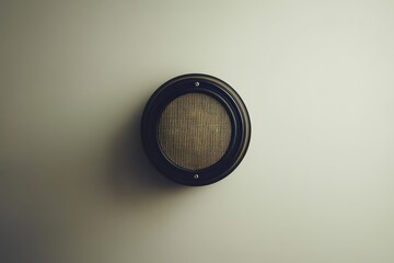 Traditional speaker mounted on a white wall