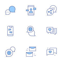 Messaging icons set. Line Duotone style, editable stroke. chatting, smartphone, chat, share, email