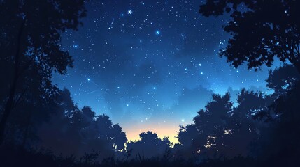 Fototapeta premium starry night sky with trees and stars in the distance